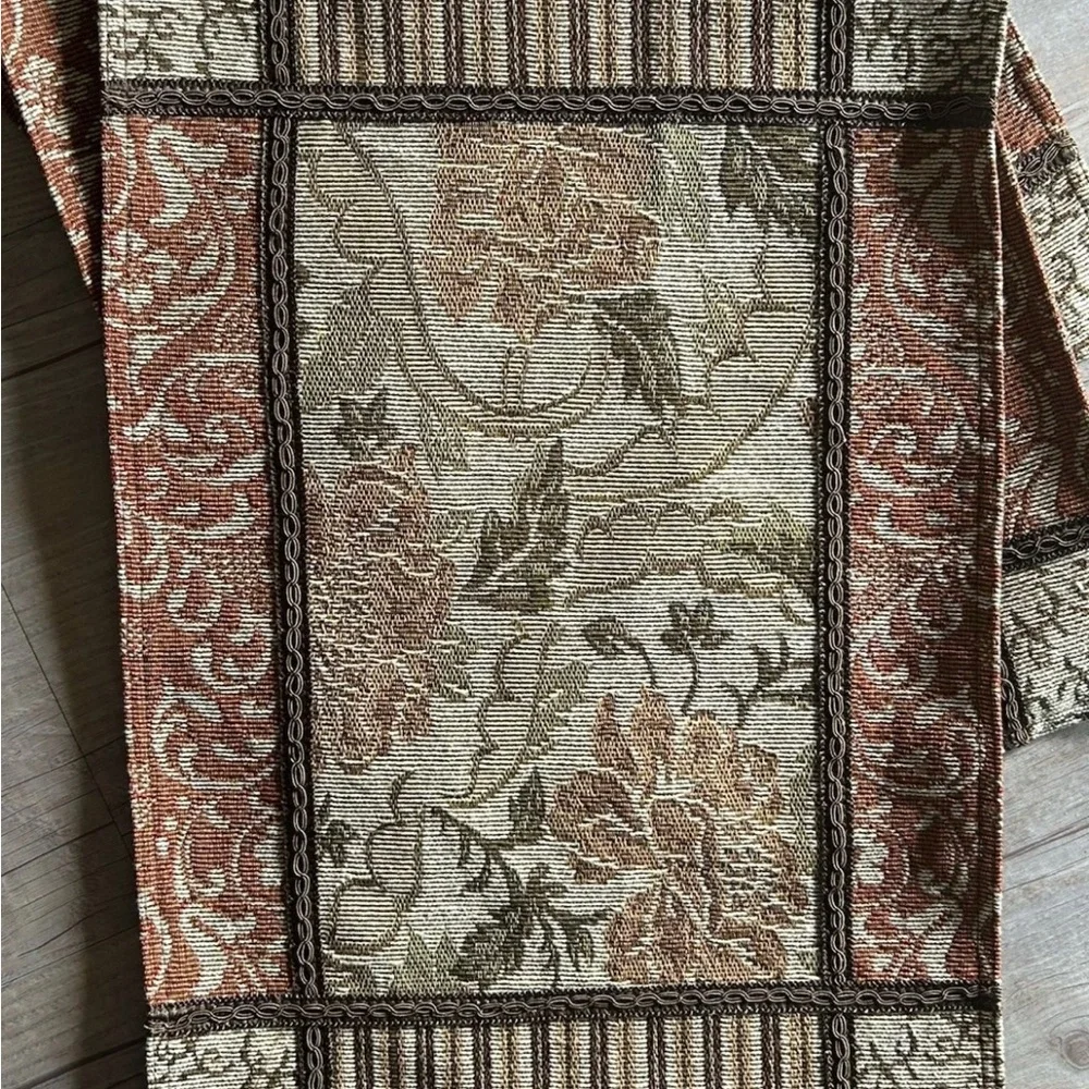 Vintage Tapestry Fall Placemats‎ Set Of 4 Beige Green and Rust Mixed Pattern EC